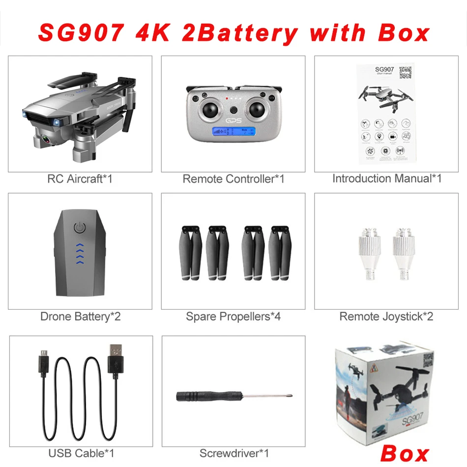 SG907 4K 2B Box SG907 SG901 gps Дрон с камерой 4K 5G Wifi RC Квадрокоптер оптический поток складной мини Дрон 1080P HD камера Дрон VS E520S E58 - Цвет: SG907 4K 2B Box