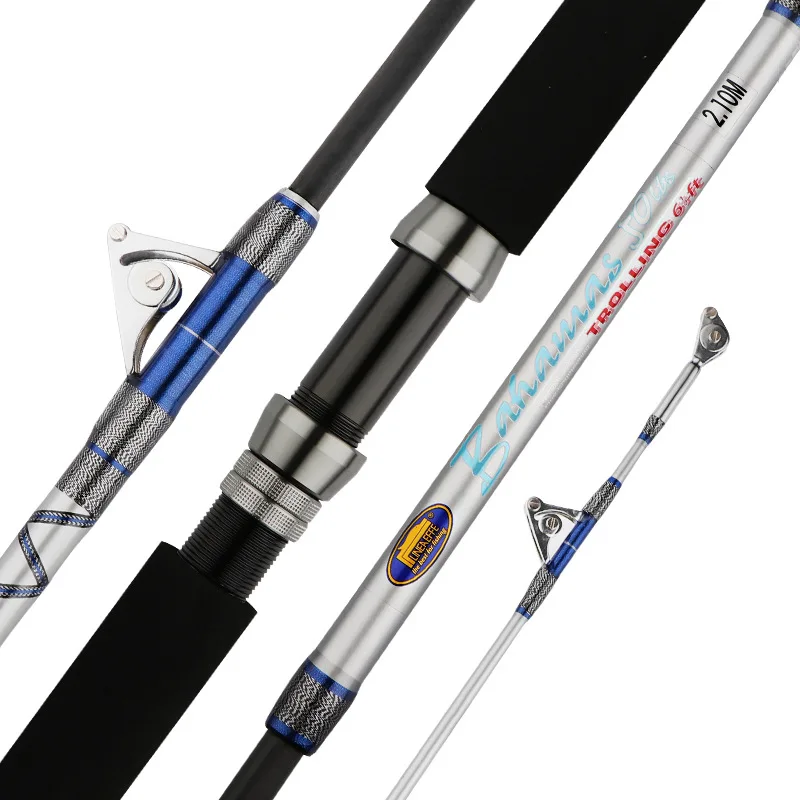 US $176.00 Trolling rod 198 21m drainage ditch fishing rod pulley guide ring deep sea boat rod anchor sea fishing rod