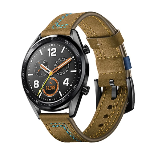 22 мм часы huawei GT 2 ремешок для samsung S3 Frontier galaxy часы 46 мм кожаный ремешок часы Amazfit GTR 47 мм/pace/stratos браслет - Цвет ремешка: brown 3