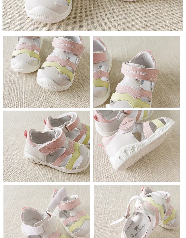 DB13740 Dave Bella summer baby girls fashion sandals new born infant shoes sandals dots letter shoes