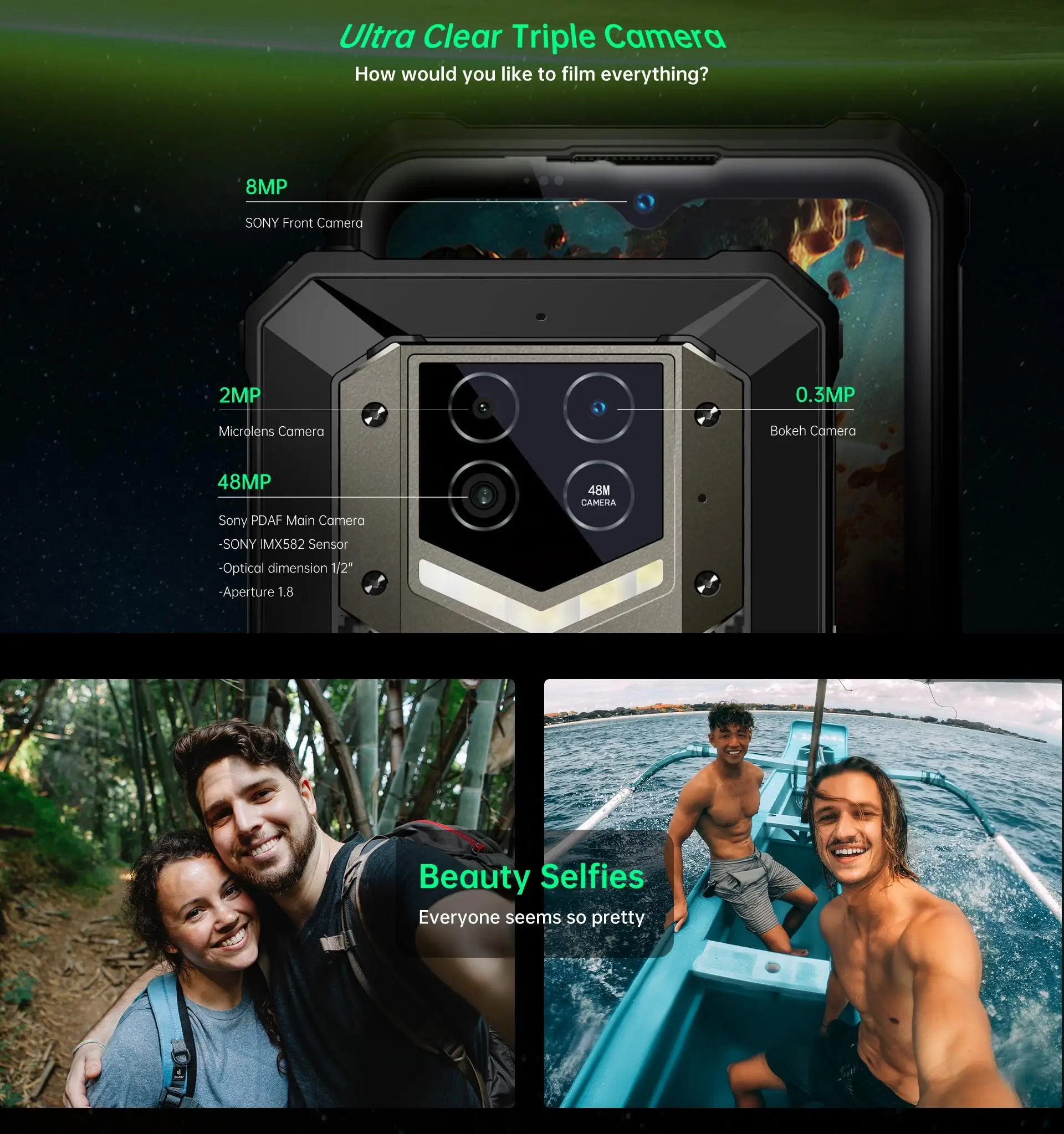 OUKITEL WP15 15600mAh IP68 Waterproof Dual 5G Rugged Smartphone 6.52'' 8GB+128GB Android 11 48MP Triple Camera Mobile Phone NFC ddr5 ram