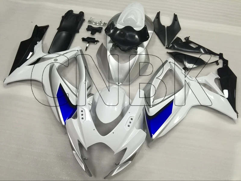 INJECTION mold Для GSXR 600 2007 мотоцикл обтекатель GSX-R600 2007 Серебряный Белый мотоцикл обтекатель GSX R 750 2006-2007 K6 обтекатели - Цвет: INJECTION mold