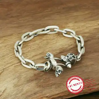 

S925 sterling silver men's bracelet personality fashion handmade retro arrogance skull styling 2018 New Gift for Lovers