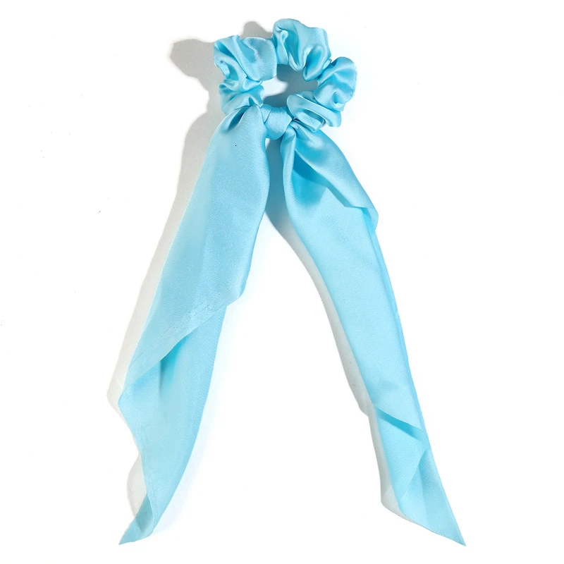 2 Light Blue Модные аксессуары для волос, длинный шарф, ленты, резинка для волос для женщин, галстук-бабочка, эластичный конский хвост, держатель, резинки для волос для девушек, аксессуары для волос - Цвет: 2 Light Blue