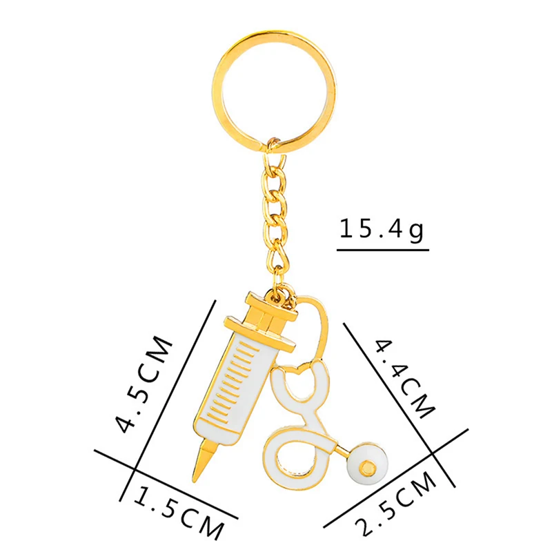 Модный медицинский шприц, брелок-стетоскоп, брелок на цепочке, Золотой металлический брелок, Доктор Медсестры, подарок, ювелирные изделия для женщин и мужчин