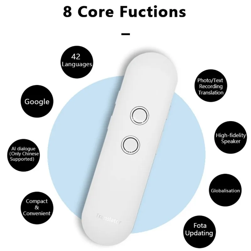 

2Pcs T4 Portable Voice Translator Instant Real-time Two Way Bluetooth Tradutor 42 Languages Translation For Business Travelling