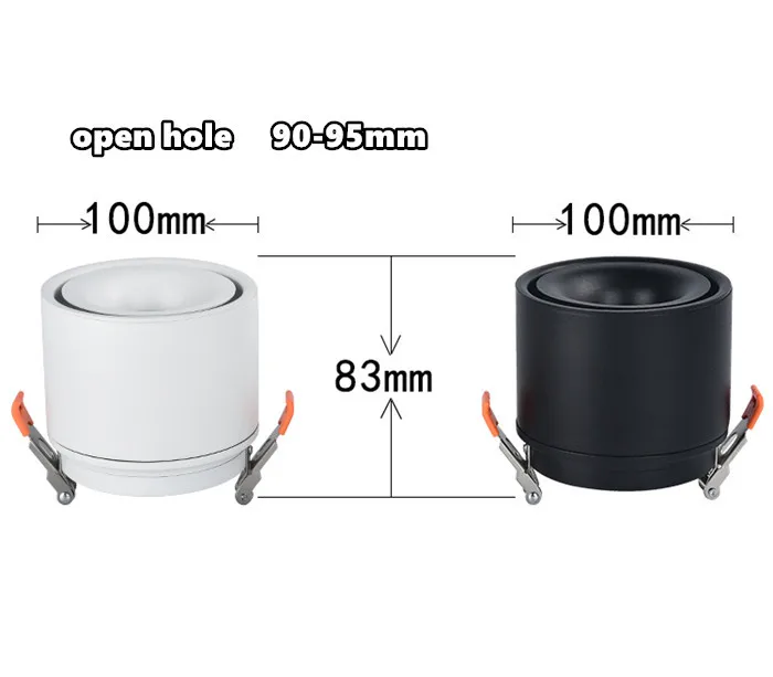 Description Picture 3 of itemDimmable 10w 15w 20w COB Ceiling Recessed LED Downlight Cut Hole 95mm 360degree Rotatable 90degree Foldable Indoor Spot Light