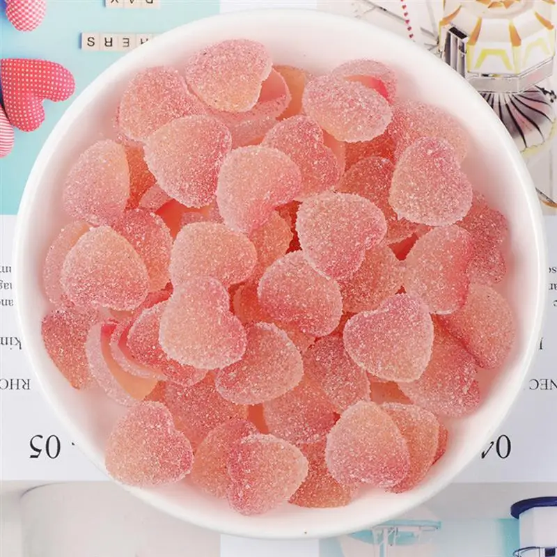 100 шт Имитация желе конфеты в форме сердца смолы конфеты DIY аксессуары для телефона Обложка Декор(цвет ful смешанный цвет
