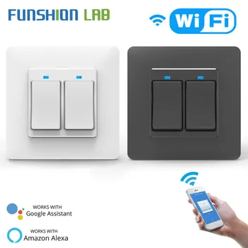 

WiFi DE Smart 2Gang Push Button Switch Removable&Detachable Smart Life Tuya Remote Control Work with Alexa Google Home