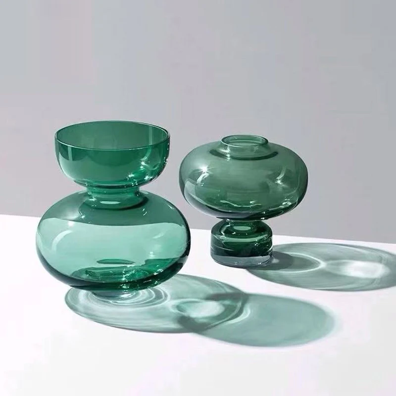 

NEW Nordic INS Colorful Glass Vases Tabletop Flower Pot Green Plant Vase Home Decoration Accessories Modern Tabletop Art Vase