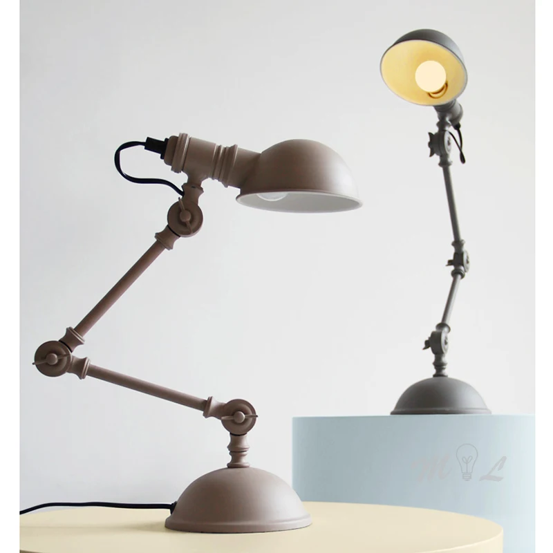Настольная лампа В индустриальном стиле, винтажная железная лампа, вращающаяся Роботизированная Настольная лампа для спальни, кабинета, чтения, настольные лампы, украшения