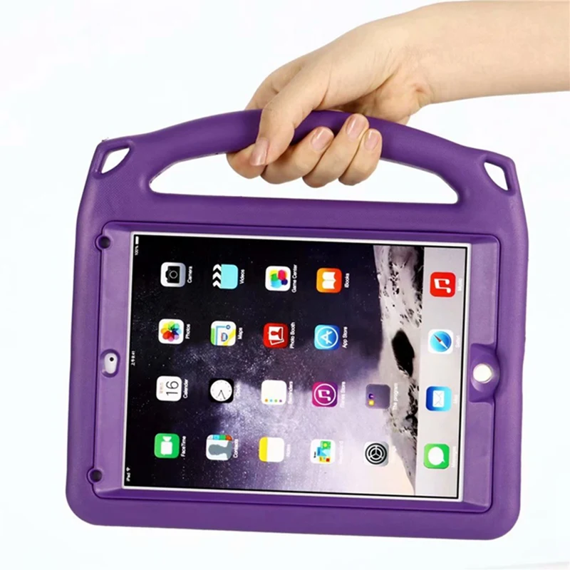 Фиолетовый Детский чехол для iPad / 9," противоударный Прочный защищенный EVA детская Портативная подставка с ремешком, легко носить с собой чехол для планшета - Цвет: Фиолетовый