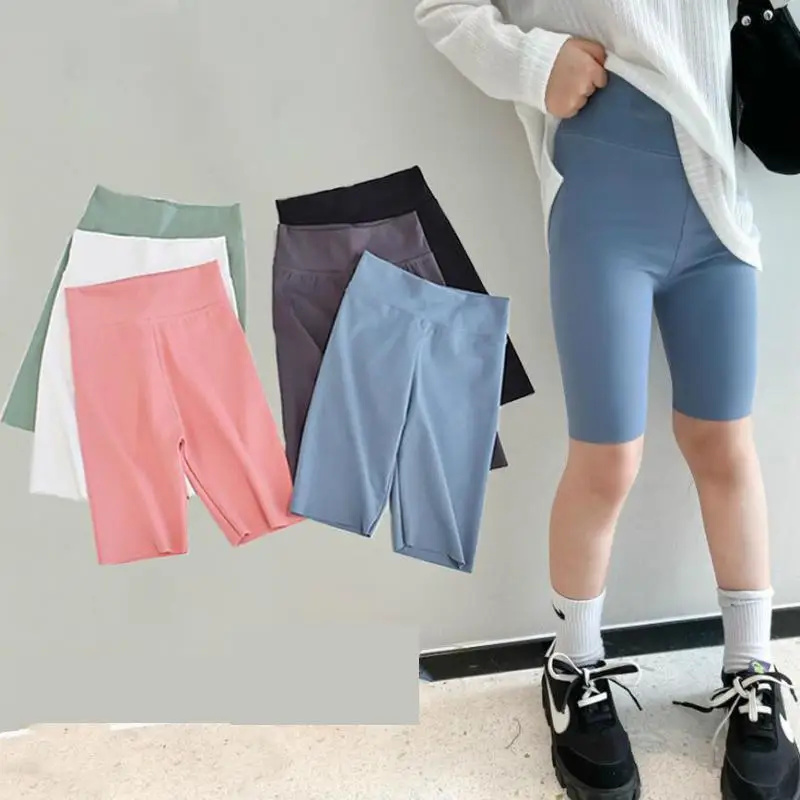 Girls Knee Length Leggings Kids Tight Pants Summer Solid Color Trousers  Cotton Sports Leisure Children's Shorts For Teens Girl - AliExpress