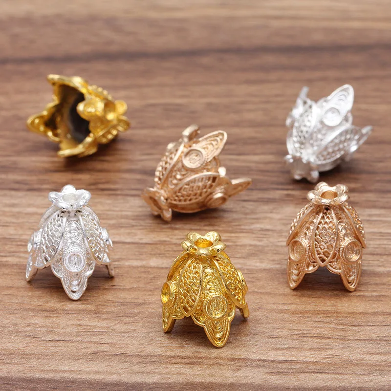 5pcs/lot 15*21mm Metal End Beads Caps Hats Charm Jewelry DIY Handmade Parts Earrings Connectors For Making Accessory 146 | Украшения и
