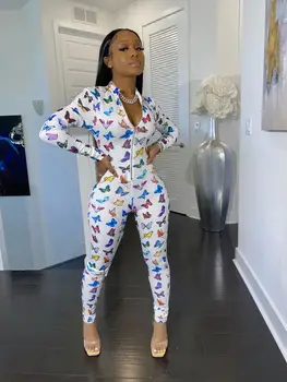 

Spring New Sexy Fitness Casual Sporty Rompers Womens Jumpsuit Long Sleeve Printed 2020 Summer Workout Active Wear Jumpsuits