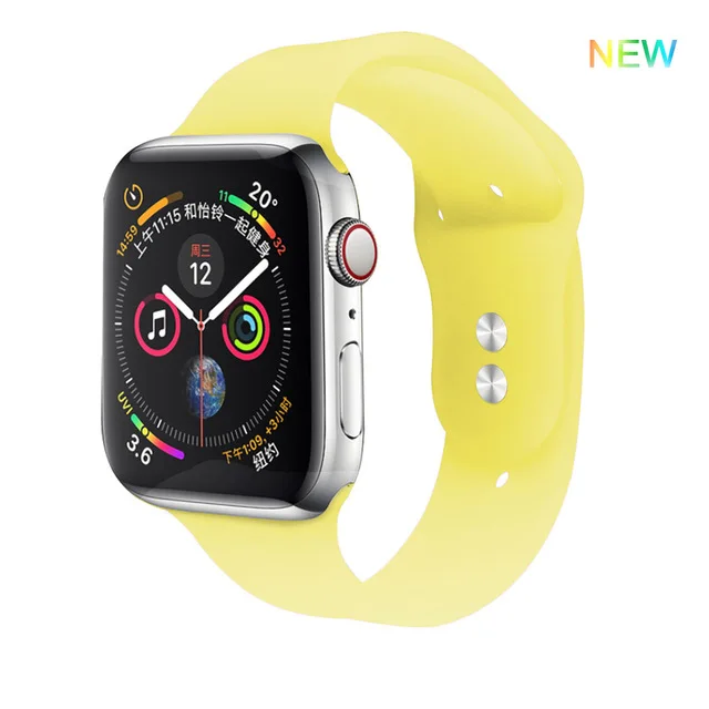 Jelly yellow Силиконовый ремешок для Apple Watch 38 мм 42 мм iwatch 5 ремешок 44 мм 40 мм спортивный браслет резиновый ремешок для iwatch 4 3 2 1 - Цвет ремешка: Jelly yellow