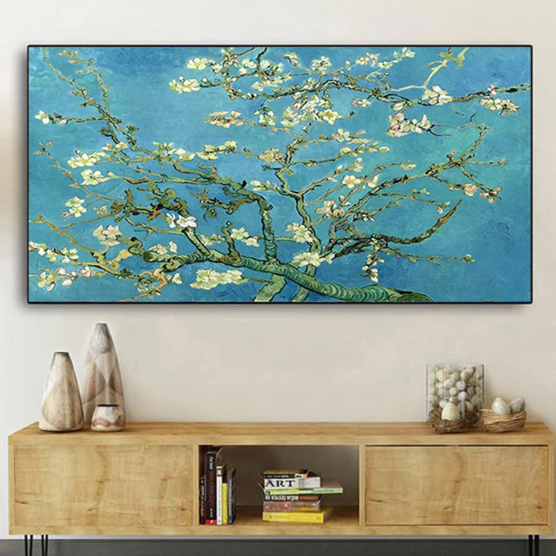 Ван Гог миндального Цветы Картина маслом Wall Art Живопись на холсте Плакаты импрессионист принты настенные