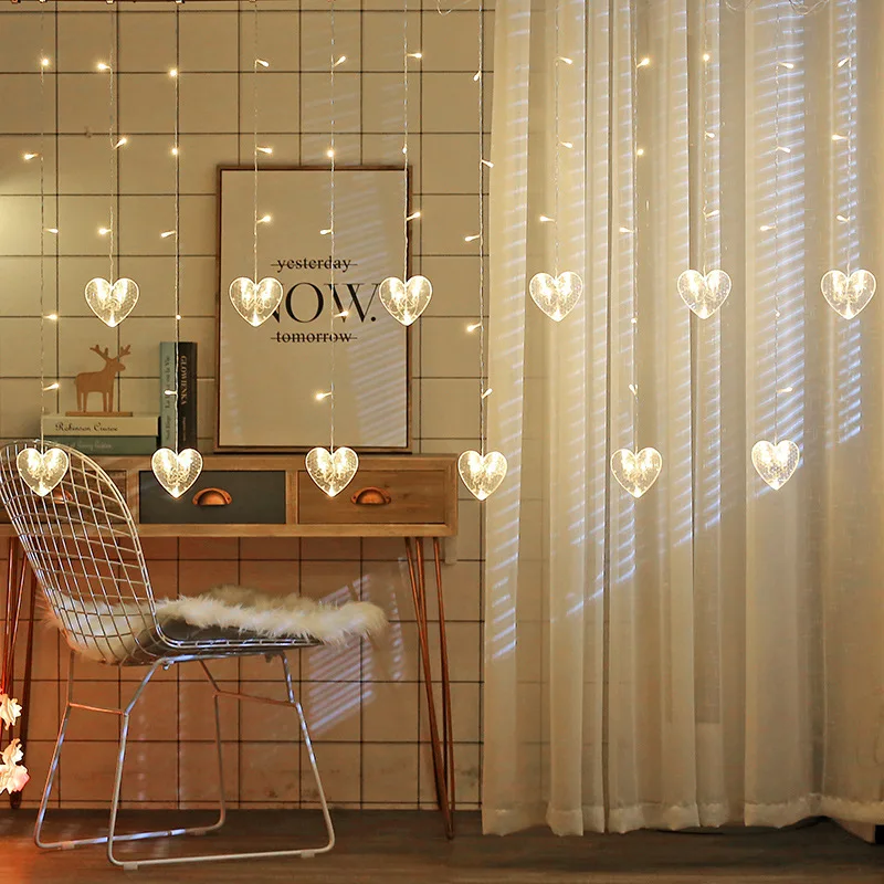 

Curtain Lights LED Twinkle Light Colorful Lights Flashing Light String Lights Starry Room Decoration GIRL'S Heart Light Room Dor