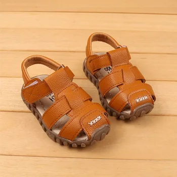 

2019 Hot Selling Kids Boy Closed Toe Soft Bottom Non-Slip Baotou Leather Sandals Beach Summer Fashion Sandals
