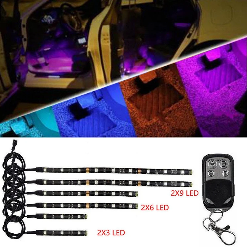 6 шт. автомобильный Мотоцикл Чоппер рамка Rgb светодиодный светильник s беспроводной пульт дистанционного управления 18 Цветов Неоновый светящийся светильник набор полосок