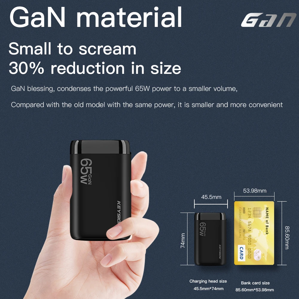 KEYSION GaN 65W PD USB C Charger Quick Charge 4.0 QC3.0 USB-C Type C Fast USB Charging For iPhone 13 12 Pro Max iPad Macbook Air