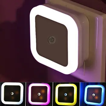 

LED Night Light Mini Square Sensor Control Lamp US Plug Wall Lights Baby Bedroom Bedside Multicolor Household Lighting