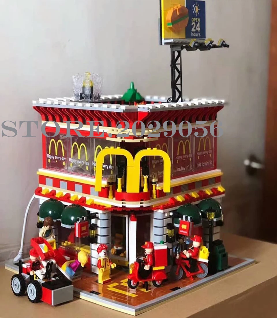 Sembo Block SD6901 McD ресторанный дом серия уличный вид 1729 шт MOC 4 в 1 сборные строительные блоки кирпичи