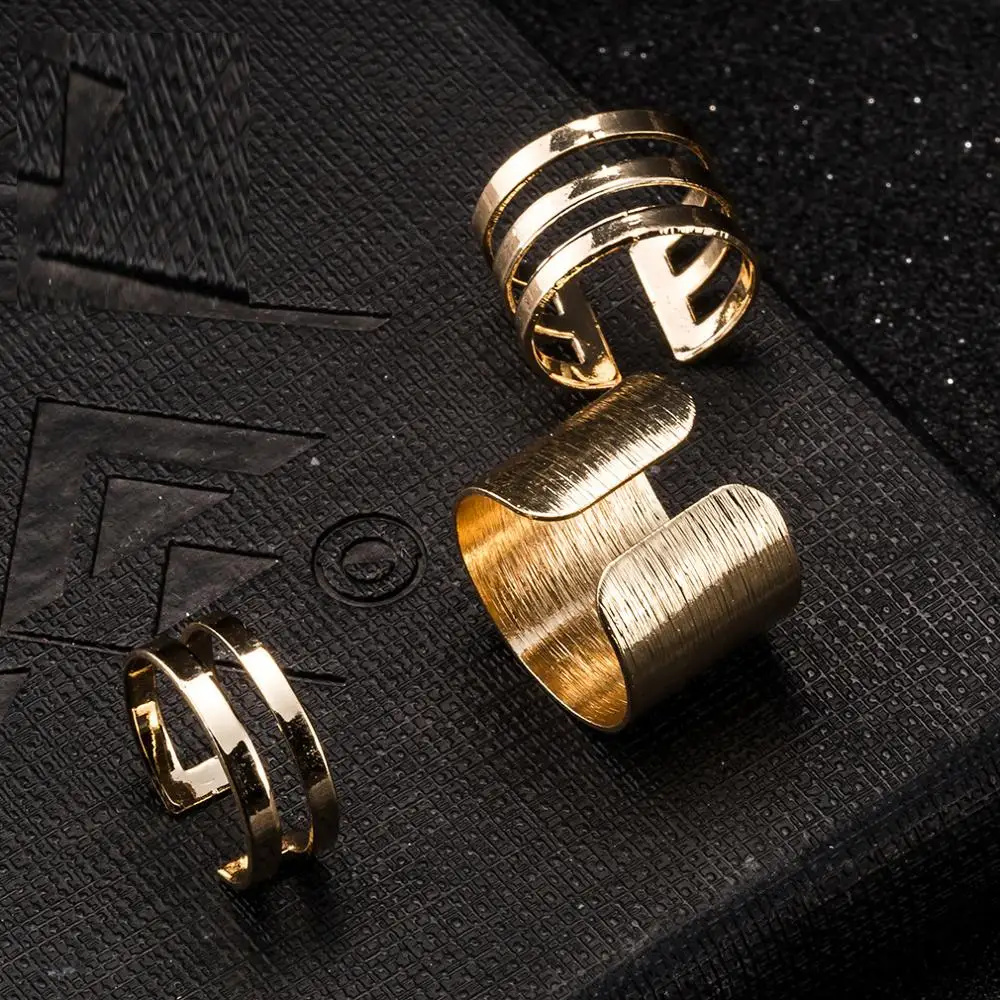 GTQ из 3 предметов в стиле панк золотые серебряные кольца женские Anillos Стек Обычный