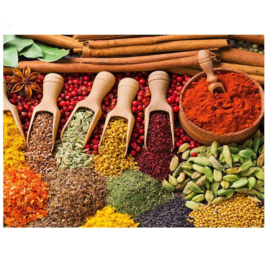 Grains Spices Spoon Kitchen Food diamond Painting cross stitch Wall Art rhinestone Picture mosaic painting Living Room Decor