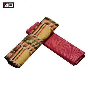 

ACI Newest 2Yards Ghana Kente Fabric Mix 2Yards African Ankara Fabrics Embossing Pattern Veritable Real Wax Block Prints Fabric