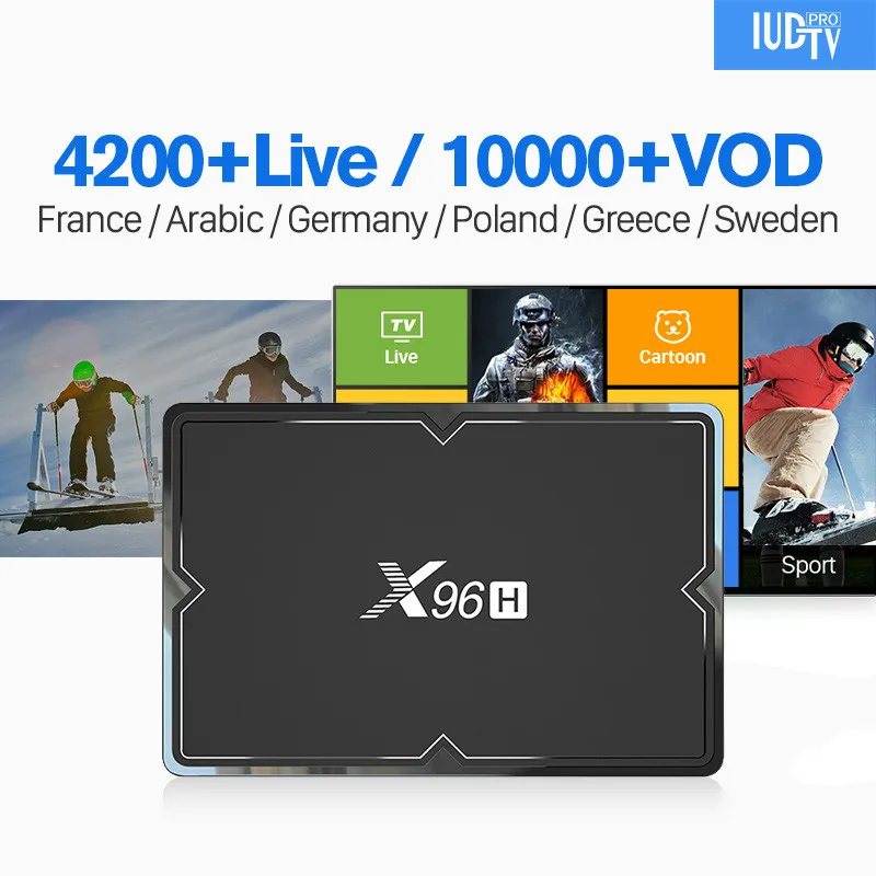 

IPTV Sweden Spain France Arabic IP TV X96H Android 9.0 Smart TV Box IUDTV Pro IPTV Subscription France Germany Italy Greek IP TV