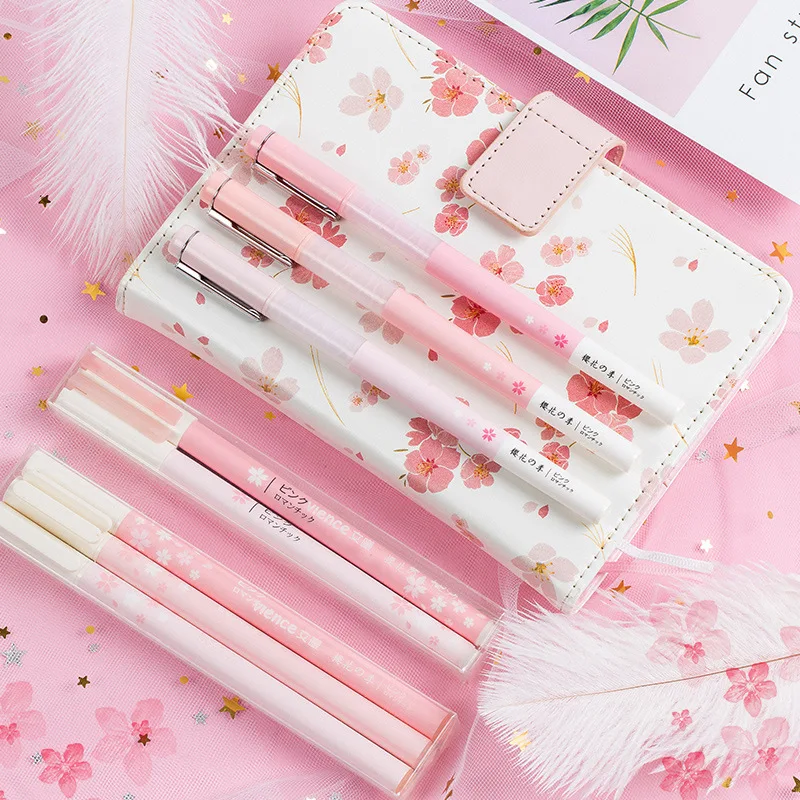 Гелевая ручка в стиле сакуры AngelHere Kawaii 0 5 мм/0 38 мм школьные принадлежности