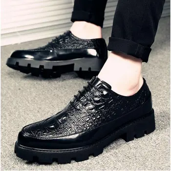 

2020 New Luxury Fashion Wedding Business Shoes Men Oxford Dress Shoes crocodile Pattern Men Formal Shoes BA-03
