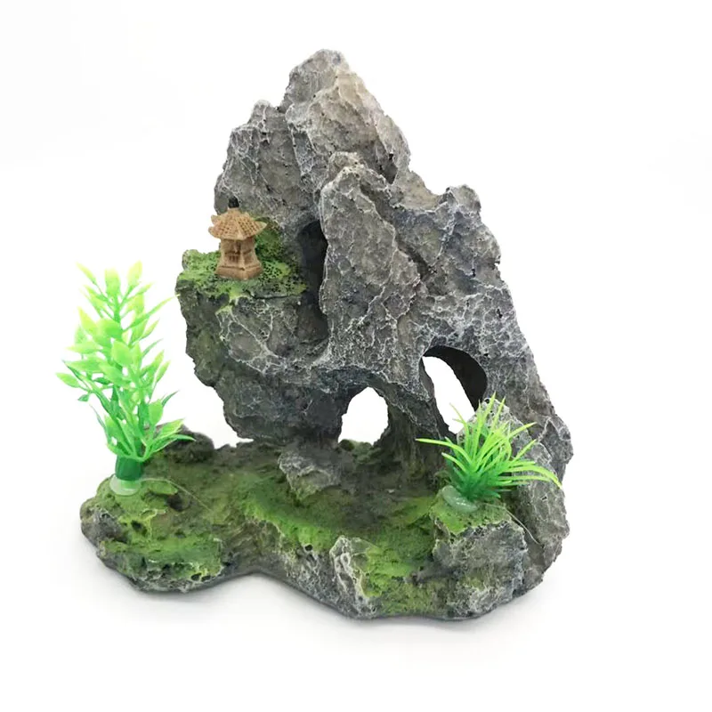 Аквариум Rockery, вид на горы, каменная пещера, дерево, украшение для аквариума, аксессуары для аквариума