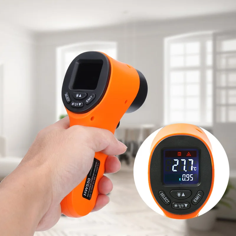 

Handheld Digital LCD Laser Non-contact IR Infrared Thermometer Surface Pyrometer Temperature Meter Imager C F Backlight -50~550C