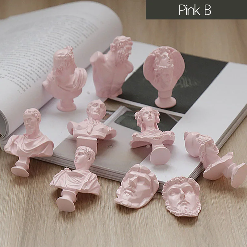 Pink B 10 шт./компл. фигурки древней греческой мифологической статуи Мини Фигурка Скульптура штукатурка всемирно известный бюст эскиз модель для практики ремесла - Цвет: Pink B