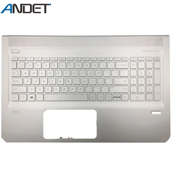 

Genuine For HP 15-AE 15-AH Palmrest Keyboard Bezel with US Backlight Fingerprint Hole Laptop Shell Silver ae021tx ae018tx