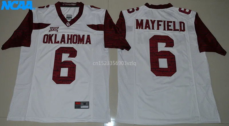 Новое поступление высокое качество Oklahoma Baker Mayfield#6 футболки для колледжа Ограниченная серия майки S-XXXL