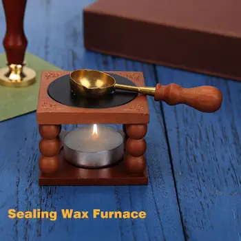 

Wax Kits Retro Sealing Wax Furnace Stove Pot Wood Handle Sealing Wax Spoon for Wax Sealing Decorative Wax Stamp Craft Gift