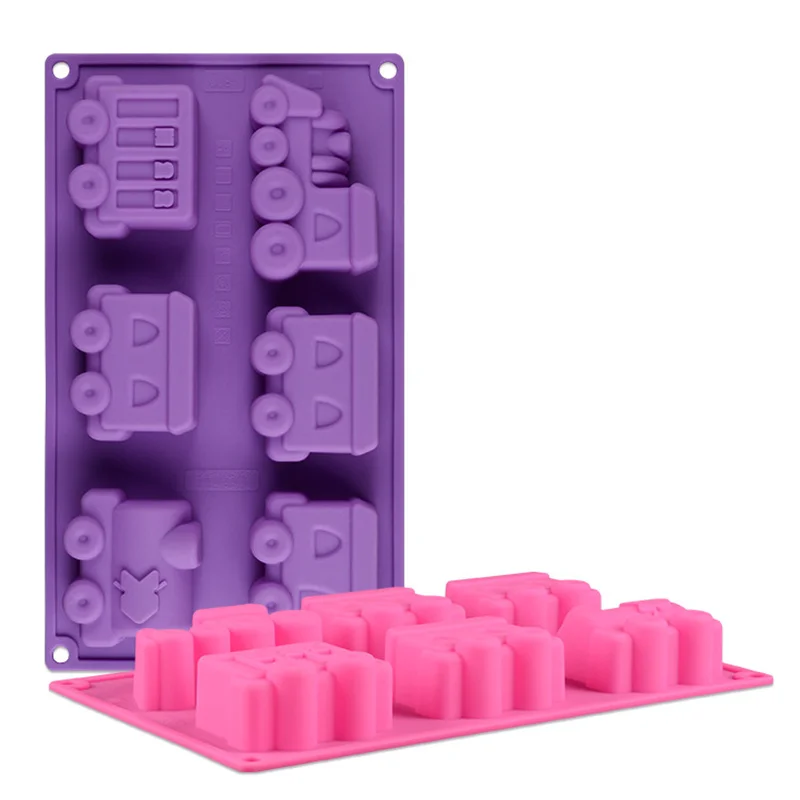 1 шт. симпатичная 6 Полость Мультфильм Поезд 3D силиконовая форма для торта DIY