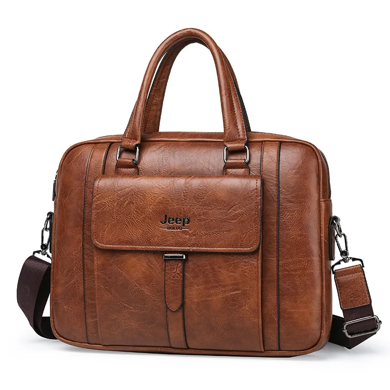 

2020 New Style Europe And America Hand Men's Bag Business Retro Briefcase Men PU Leather Shoulder Computer Bag