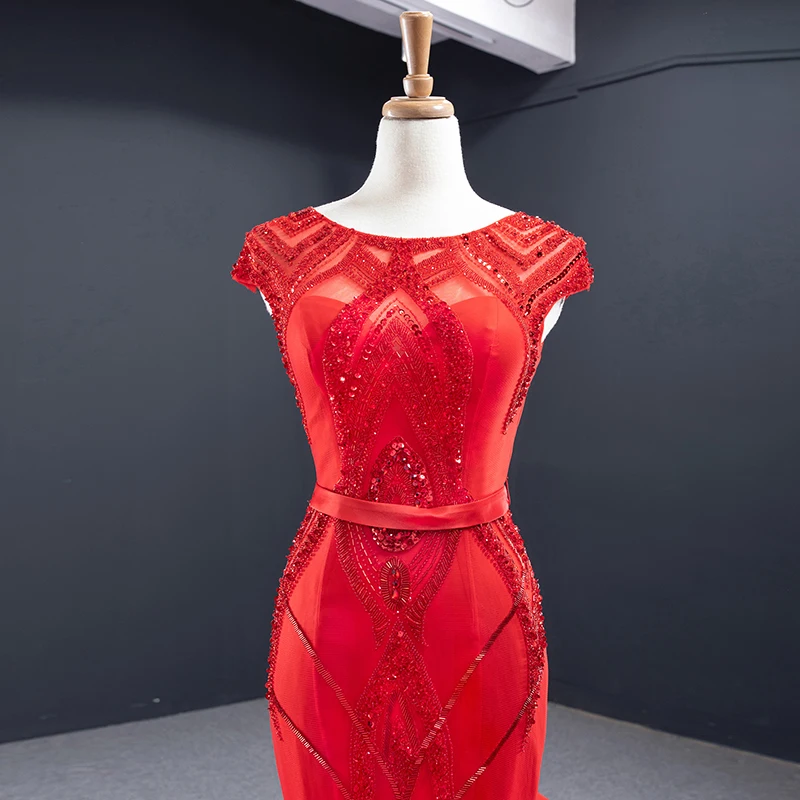 RSM66926 Red New Style Evening Dress Banquet Wedding Activity Ruffled Sequined Trendy Pattern Fishtail вечерные платье 2021 5