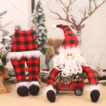 

Home Winter Holiday Decorations Cute Christmas Tree Topper With Hat Poseable Arms Living Room Soft Non-woven Cloth Gift