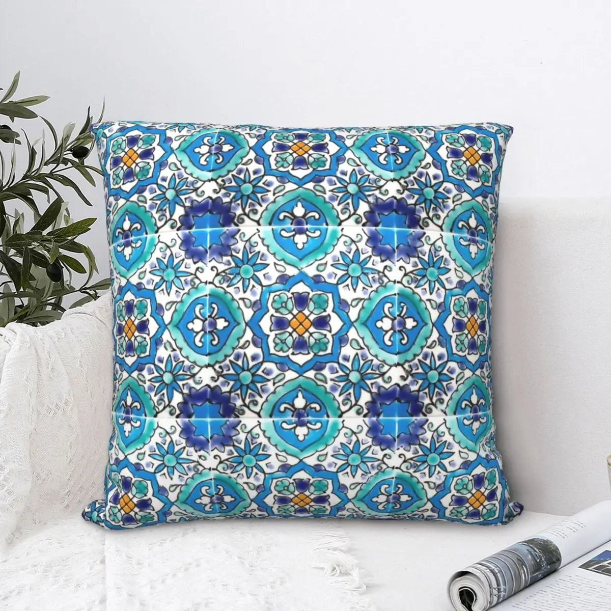 Turquoise And Aqua Floral Pillowcase Pillow Case Cushion Cover Home Sofa Car Decorative Throw Pillowcases Bed Cotton | Дом и сад