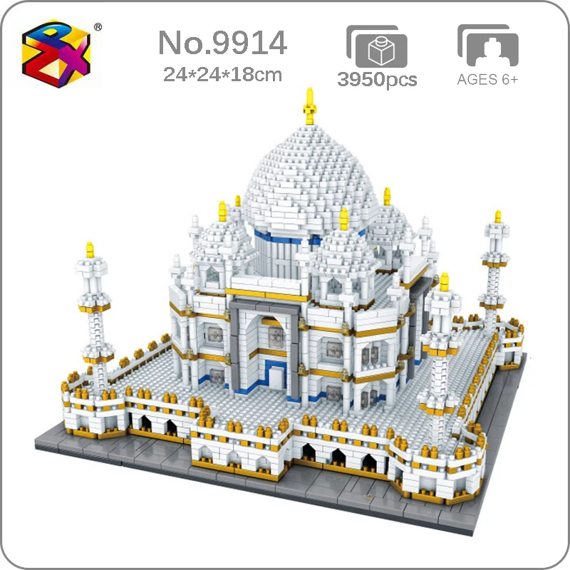PZX 9914 мировая архитектура индийский Тадж-Махал дворец храм DIY Мини Алмазные блоки