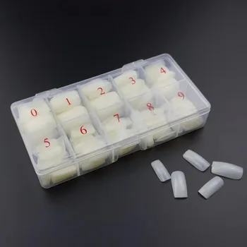 

500pcs Fake Nails Capsule Half Fake Nail Transparent White Fake Nails Capsule With Box False Nail Tips Manicure Set