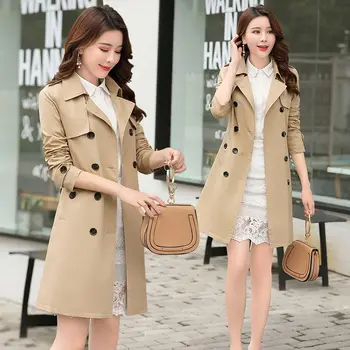 

Spring Autumn Women Long Trench Coat 2020 New Fashion Plus Size Slim Overcoat Lady Casual Double-breasted Windbreaker jacket
