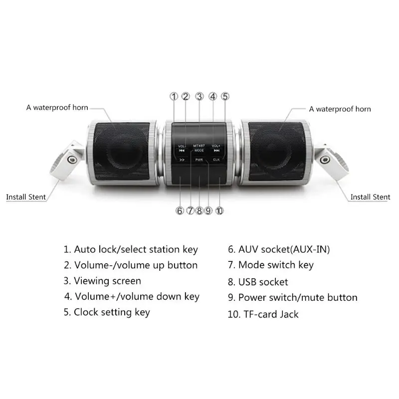 1 компл. Мотоцикл MP3 музыкальный плеер динамик Bluetooth FM радио стерео регулируемый кронштейн Мотоцикл Запчасти Аксессуары