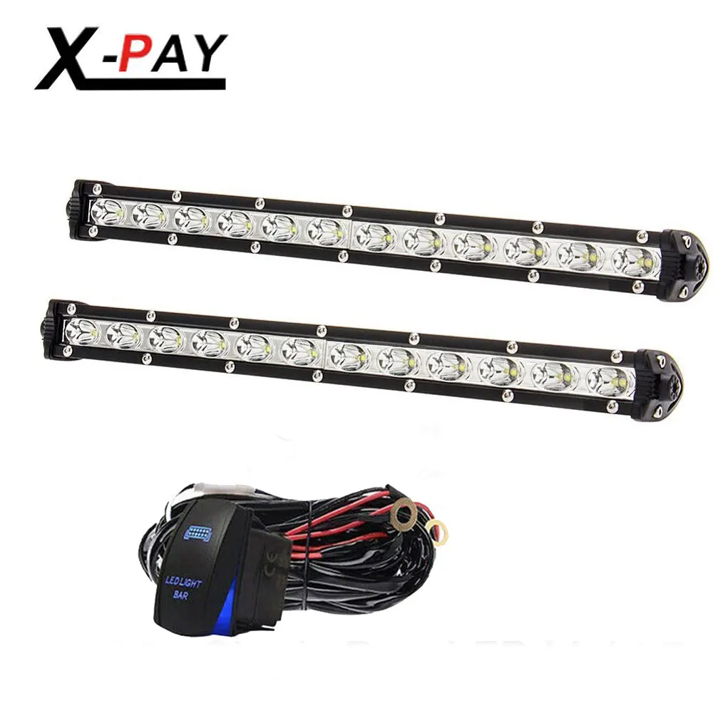 2pcs 1" /14" Ультра-тонкий светодиодный светильник бар, 36 Вт 3600LM Однорядный светодиодный спот бар внедорожные фары дальнего света с выключатель проводки