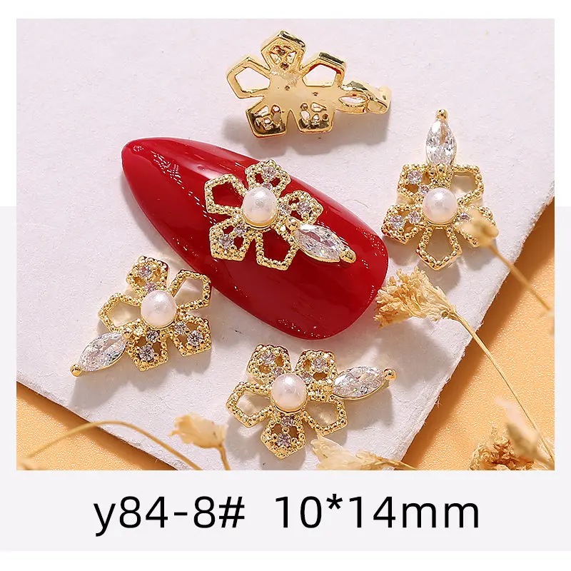Y84-8 5 шт./партия, 3D цепь, кулон, сплав для маникюра, искусство, цирконовая жемчужина, металлические аксессуары для ногтей, ювелирные украшения, ногти "сделай сам", украшения, кулоны для ногтей - Цвет: Y84-8